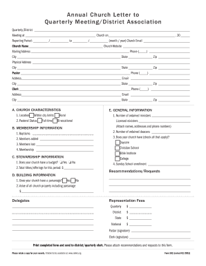 Annual Church Letter to Quarterly Meeting