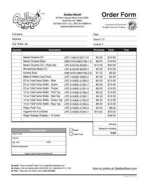 Oodles World Order Form