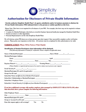 Authorization for Disclosure of Private Health Information