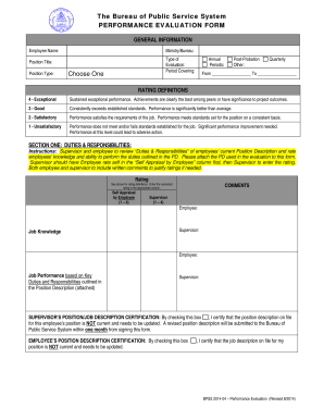 How to fill appraisal form - The Bureau of Public Service System PERFORMANCE EVALUATION - palaugov