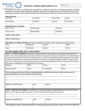 Emergency Medical Authorization Form