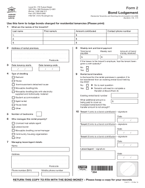 Queensland Residential Tenancy Bond Lodgement Form