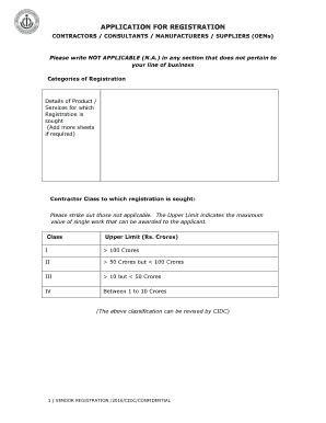 Vendor Registration Form for Contractors and Suppliers