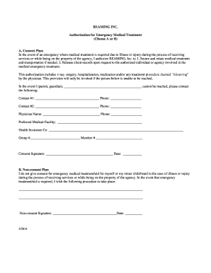 Authorization for Emergency Medical Treatment