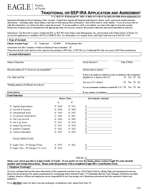 Traditional or SEP IRA Application and Agreement
