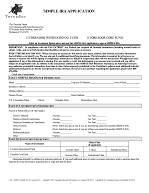 SIMPLE IRA Application Form