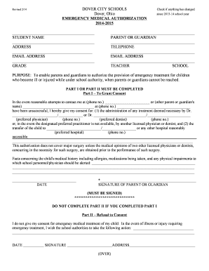 Emergency Medical Authorization Form