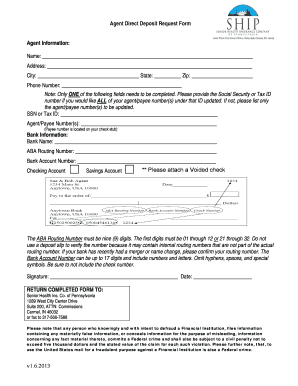 Agent Direct Deposit Request Form