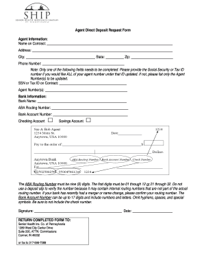 Agent Direct Deposit Request Form