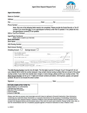 Agent Direct Deposit Request Form