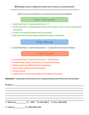 Nursing Facility Claim Checklist
