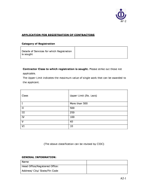 Application for Registration of Contractors