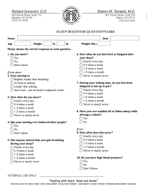 Sleep Behavior Questionnaire