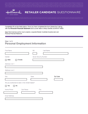 Retailer Candidate Questionnaire