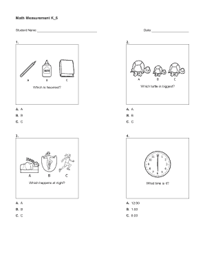 Math Measurement K_6 Worksheet