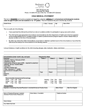 Child Medical Statement Form