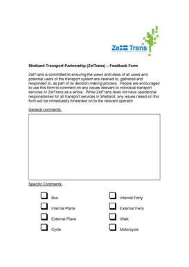 Shetland Transport Feedback Form