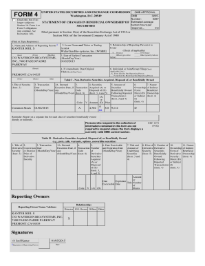 SEC Form 4 Statement of Changes in Beneficial Ownership