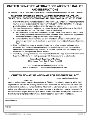 Omitted Signature Affidavit for Absentee Ballot