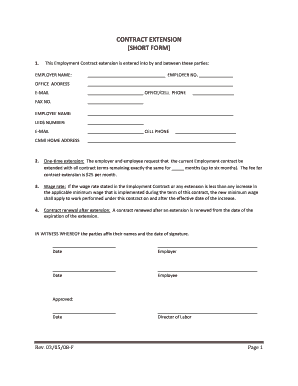 Employment Contract Extension Form