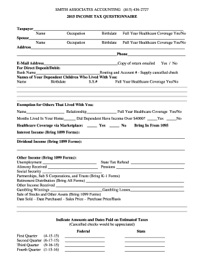 2015 Income Tax Questionnaire