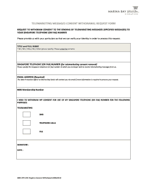 Telemarketing Consent Withdrawal Request Form