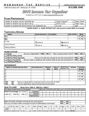 2015 Indiana Income Tax Organizer