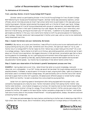 Letter of Recommendation Template for College MAP Mentors