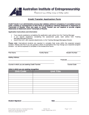 Credit Transfer Application Form