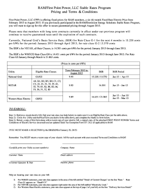 First Point Power Stable Rates Program Enrollment Form