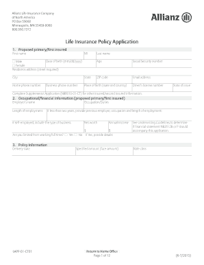 Allianz Life Pro+ Fixed Index Universal Life Insurance Policy Application