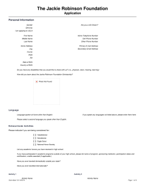 Jackie Robinson Foundation Scholarship Application