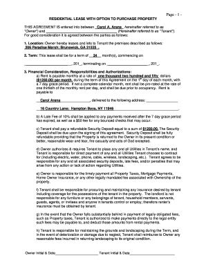 Residential Lease with Option to Purchase