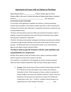 Lease Agreement with Option to Purchase