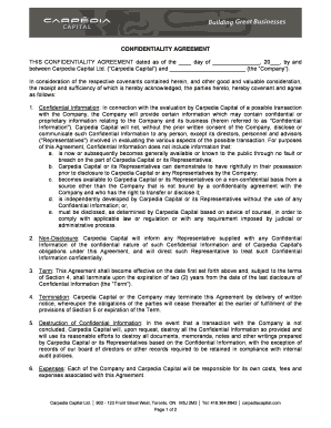 Confidentiality Agreement Template
