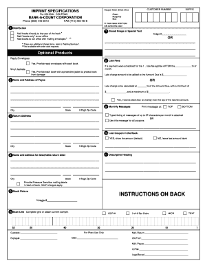 Imprint Specifications Form