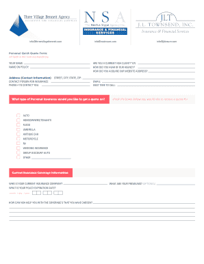 Personal Insurance Quick Quote Form