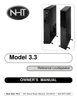 Model 3.3 Reference Loudspeaker Owner's Manual