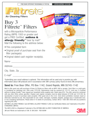 Fillable Online Buy 3 Filtrete Filters - 3M Fax Email Print - pdfFiller