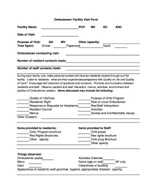 Ombudsman Facility Visit Form