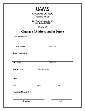 Change of Address and/or Name Form