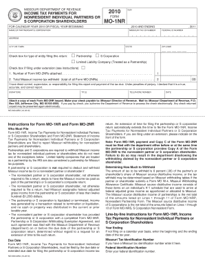 Missouri Nonresident Income Tax Form MO-1NR