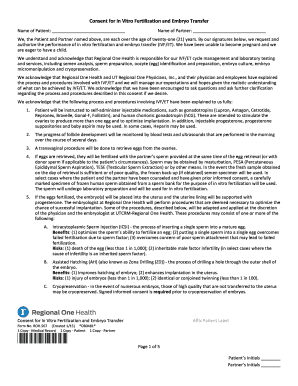 Consent for In Vitro Fertilization and Embryo Transfer
