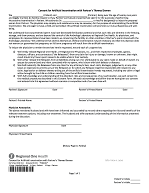 Consent for Artificial Insemination with Partner’s Thawed Semen