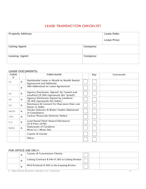 Lease Transaction Checklist