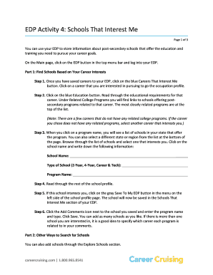 EDP Activity 4: Schools That Interest Me
