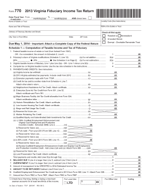 Virginia Fiduciary Income Tax Return Form 770 2013