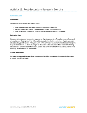 Post-Secondary Research Exercise