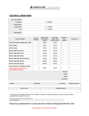 Electrical Order Form