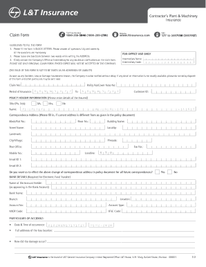 Contractor's Plant & Machinery Insurance Claim Form